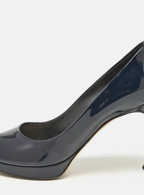 Dior Navy Blue Patent Leather Platform Pumps Size 36