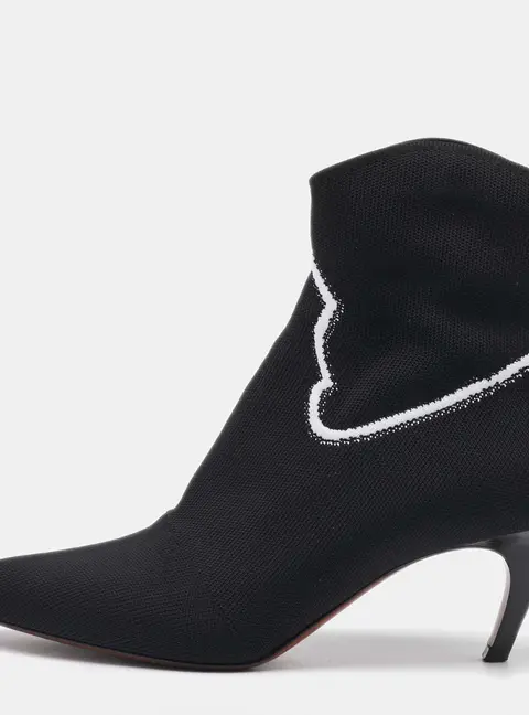 Dior Black Stretch Knit Cowboy Sock Ankle Length Boots Size 37