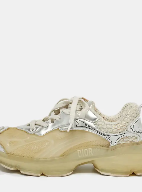 Dior Two Tone Jelly and Leather Vibe Lace Up Sneakers Size 37