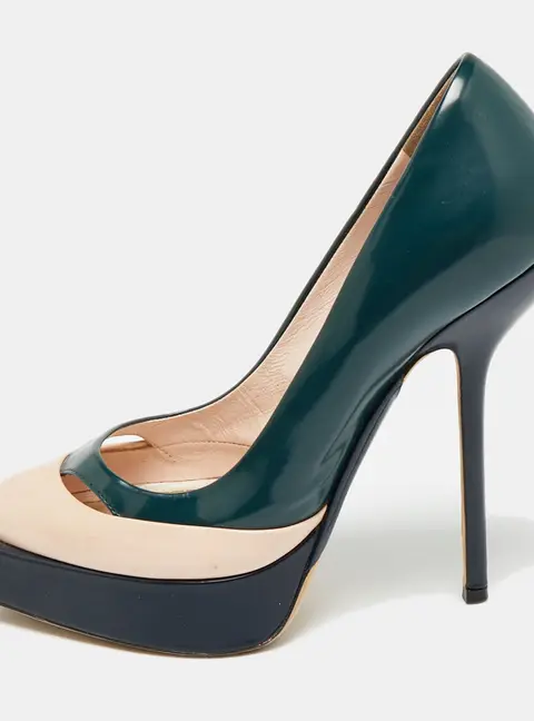 Dior Size 36 Multicolor Leather Square Sole Platform Pumps