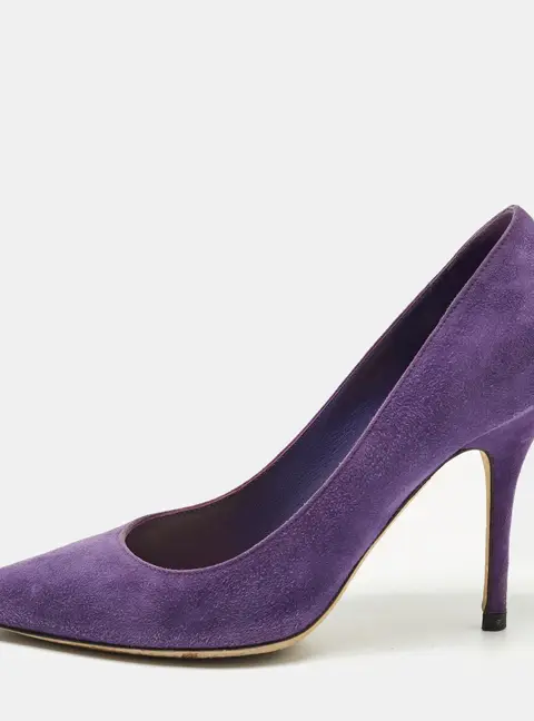Dior Cherie Size 37 Purple Suede Pointed Toe Pumps