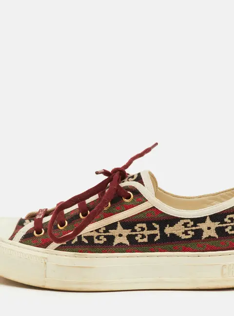 Dior Walk'n'Dior Size 38 Multicolor Embroidered Canvas Low Top Sneakers