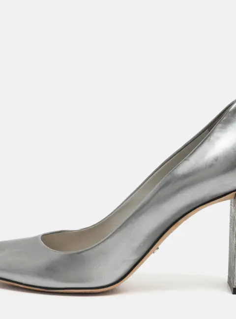 Dior Size 37 Silver Laminated Leather Pumps