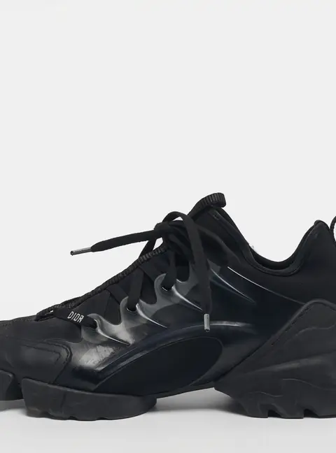 Dior D-Connect Size 39 Black Neoprene and PVC Low Top Sneakers