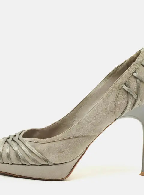 Dior Size 41 Grey Satin and Suede Platform Pumps