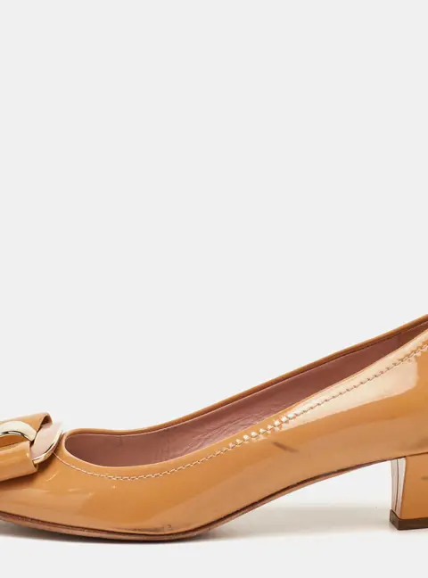 Dior Size 37 Peach Orange Patent Leather Pumps