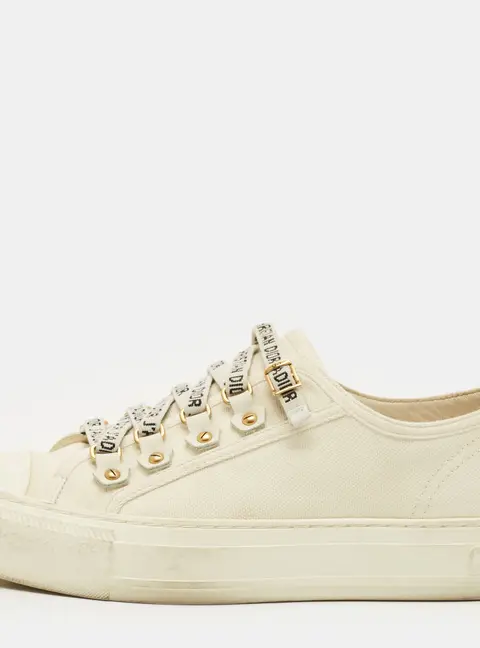 Dior Walk'n'Dior Size 35.5 Cream Canvas Low Top Sneakers