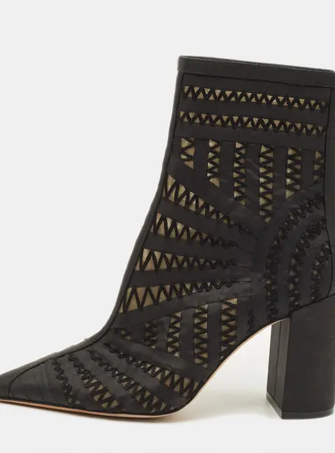 Dior D-Naughtily Size 38 Black Fabric and Mesh Ankle Length Boots