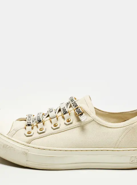 Dior Walk'n'Dior Size 37.5 Cream Canvas Low Top Sneakers