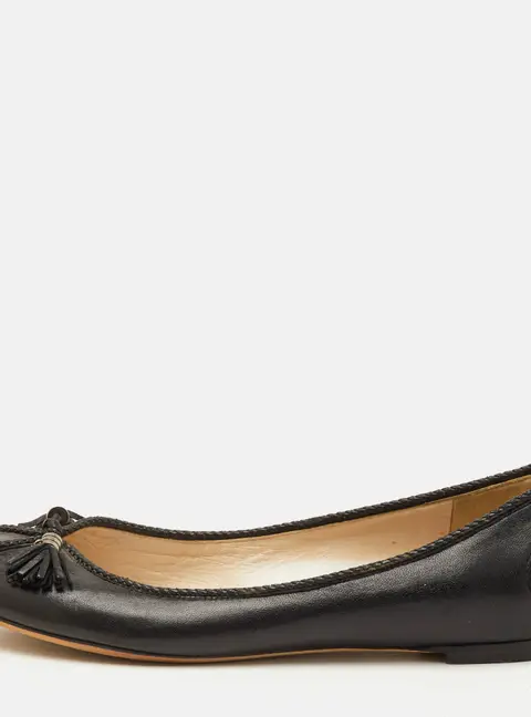 Dior Tassel Size 38.5 Black Leather Ballet Flats