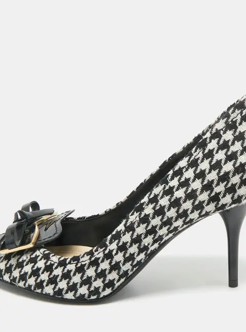 Dior Black/White Knit Fabric Bow Pointed Toe Pumps Size 36
