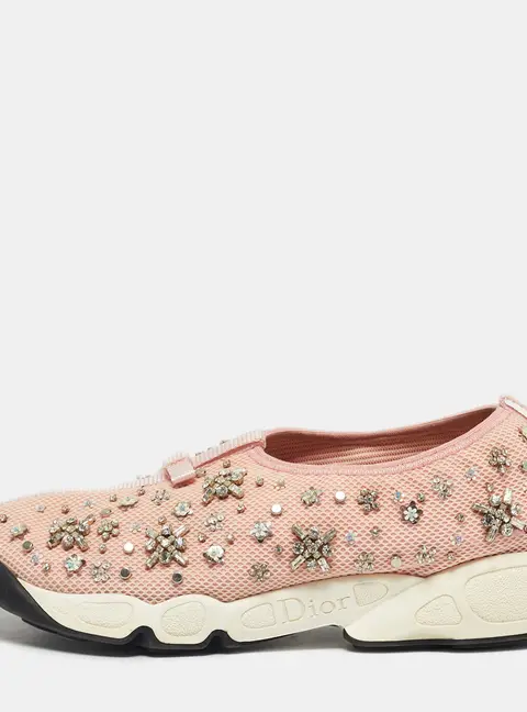 Dior Pink Mesh Fusion Slip On Sneakers Size 40