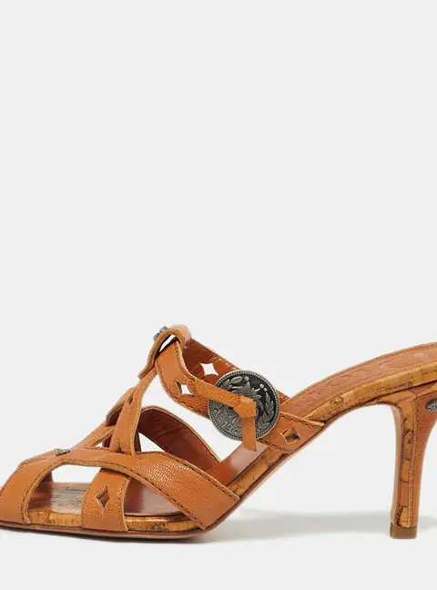 Dior Brown Leather Strappy Mules Size 36.5