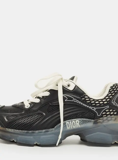 Dior Black Rubber Mesh and Leather Vibe Low Top Sneakers Size 35.5