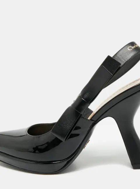 Dior Sweet Size 40 Black Leather and Patent Leather Slingback Pumps