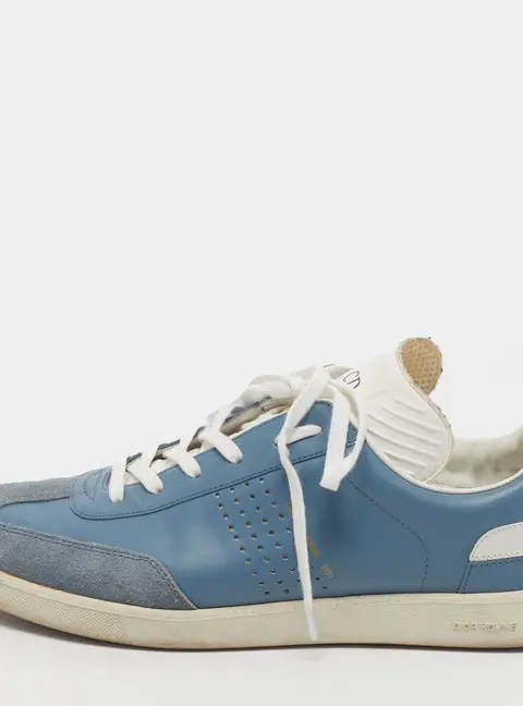 Dior B01 Size 40 Blue/White Leather and Suede Lace Up Sneakers