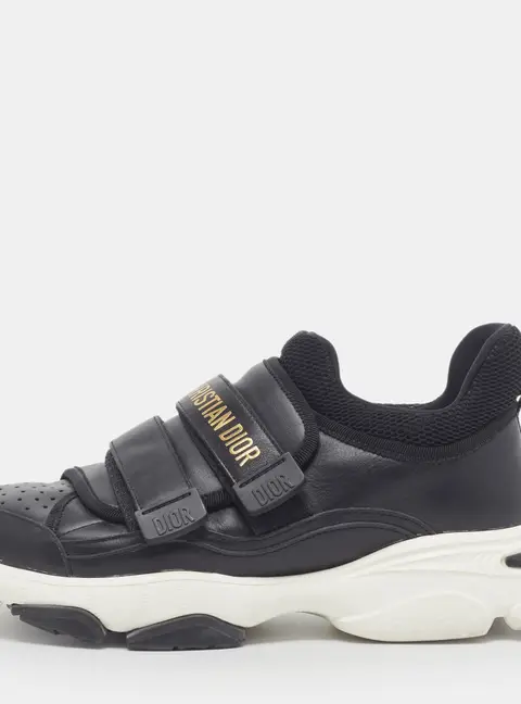 Dior D Wander Size 39.5 Black Leather and Mesh Low Top Sneakers
