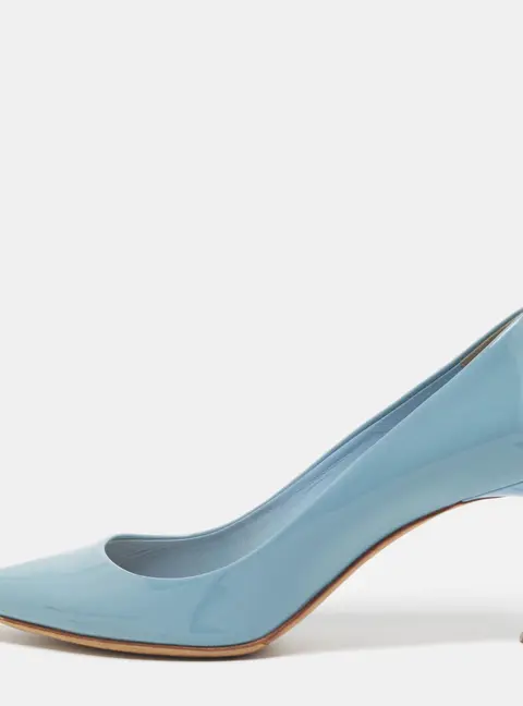 Dior Size 36 Blue Patent Leather Pointed Toe Pumps