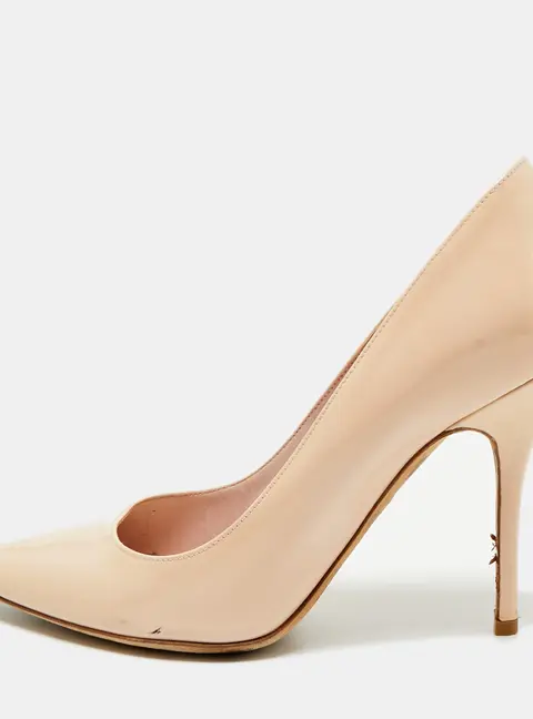 Dior Cherie Size 39 Beige Patent Leather Pumps