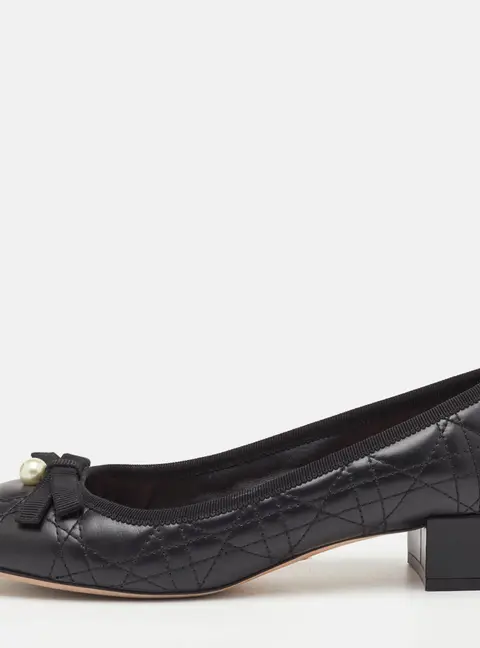 Dior Size 37.5 Black Cannage Quilted Leather Pumps