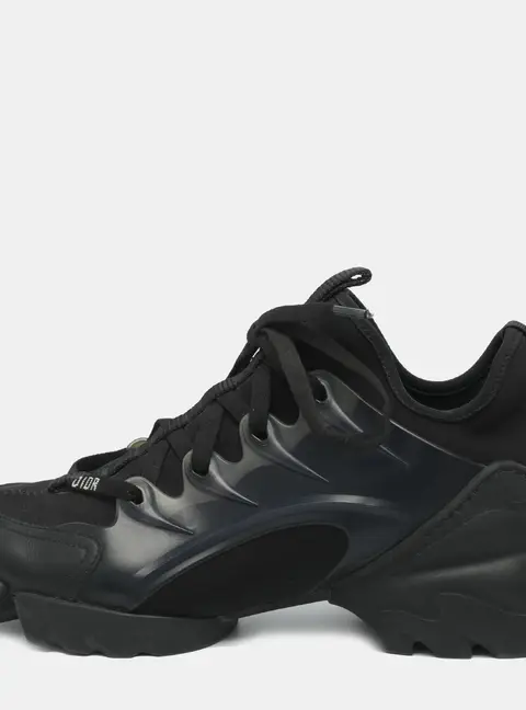 Dior D-Connect Size 36 Black Neoprene and Rubber Low Top Sneakers