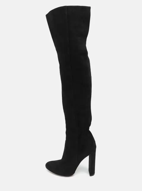 Dior Size 36.5 Black Suede Over The Knee Boots