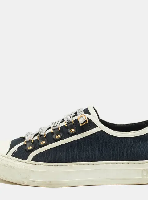 Dior Walk'n'Dior Size 38 Navy Blue/White Canvas Low Top Sneakers