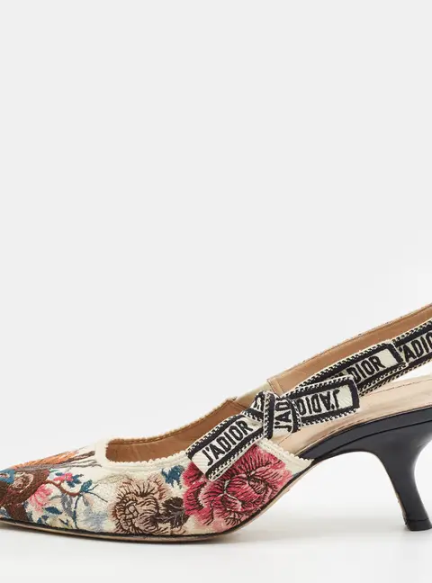 Dior J'Adior Size 41 Multicolor Brocade Fabric Slingback Pumps