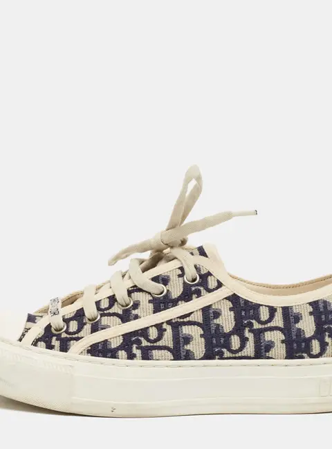 Dior Walk'n'Dior Size 36.5 Navy Blue/Beige Oblique Jacquard Low Top Sneakers