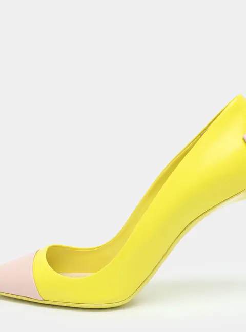 Dior Songe Size 41.5 Yellow/Blush Leather Pumps