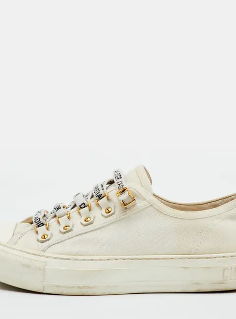 Dior Walk'n'Dior Size 38.5 Off White Canvas Low Top Sneakers