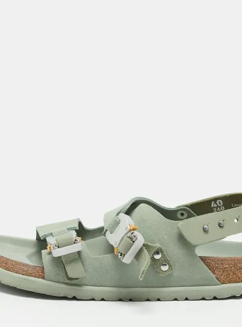 Dior x Birkenstock Milano Size 40 Green Suede Slingback Flat Sandals