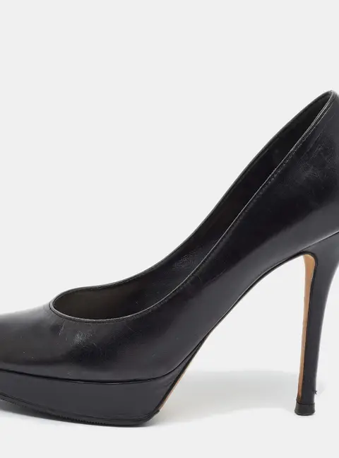 Dior Size 37.5 Black Leather Platform Pumps