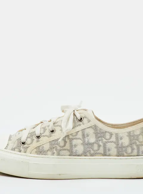 Dior Walk'n'Dior Size 38 Grey/White Oblique Jacquard Low Top Sneakers