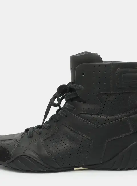 Dior J'adior Size 39.5 Black Black Perforated Leather and Suede High Top Sneakers