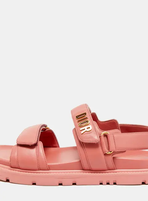 Dior Dioract Size 40.5 Pink Leather Slingback Sandals