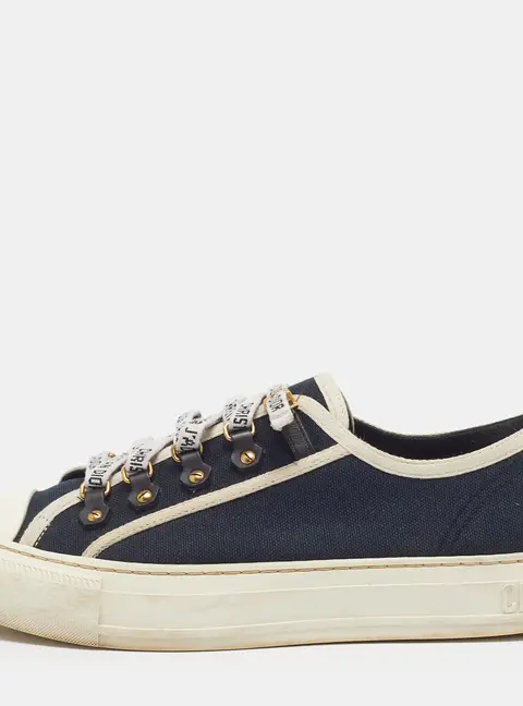Dior Walk'n'Dior Size 39 Navy BlueWhite Canvas Low Top Sneakers