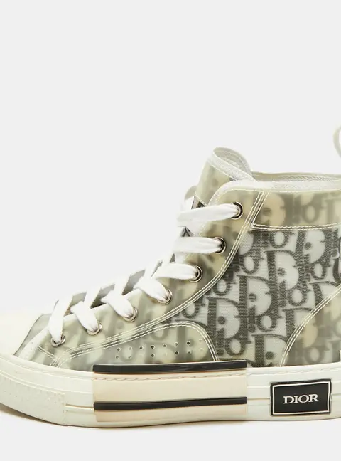 Dior B23 Size 38 Transparent/Grey Oblique Mesh and PVC High Top Sneakers