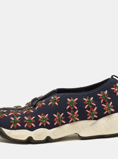 Dior Fusion Size 37 Navy Blue Mesh Slip On Sneakers