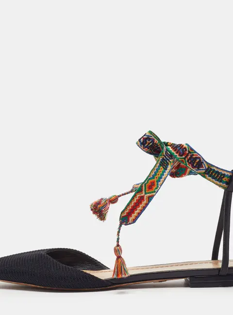 Dior J'Adior Size 39 Black Canvas and Leather  Ankle Wrap Sandals