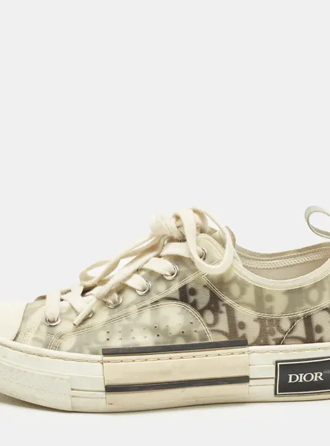 Dior B23 Size 37.5 Grey Mesh and Rubber Lace Up Sneakers
