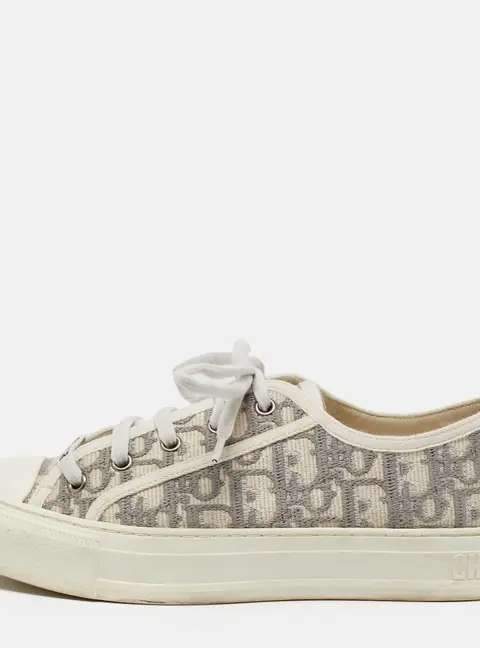 Dior Walk'n'Dior Size 38.5 Grey/White Oblique Canvas Low Top Sneakers
