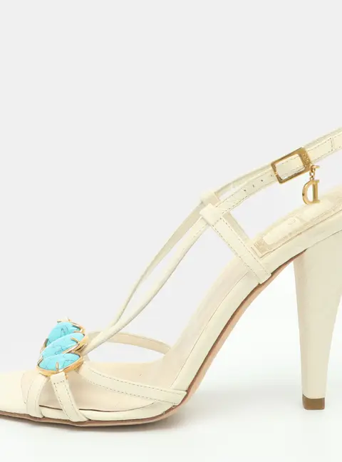 Christian Dior Piedram Size 36 White/Blue Leather Open Toe Sandals
