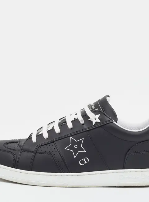 Dior D-star Size 38.5 Black Leather Lace Up Sneakers