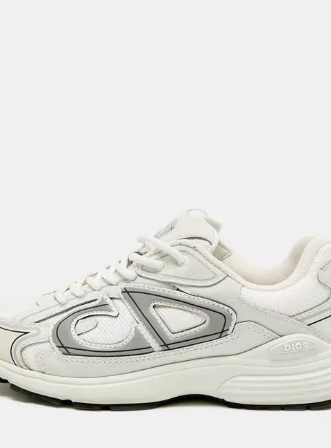 Dior B30 Countdown Size 41 White/Grey Leather and Mesh Lace Up Sneakers