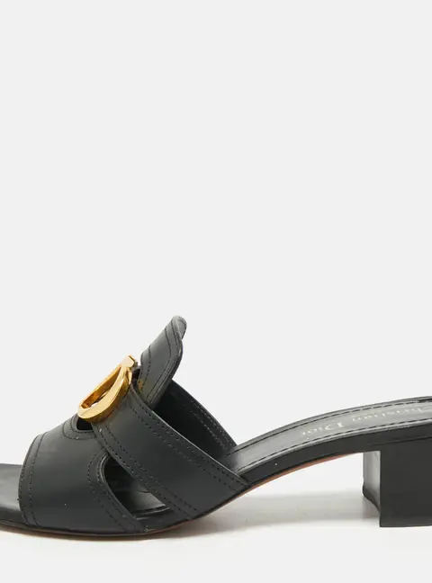 Dior 30 Montaigne Size 39 Black Leather Slide Sandals