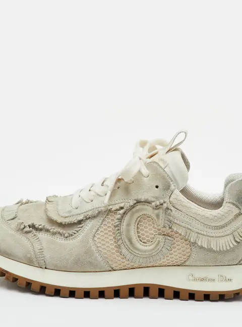 Dior C'est Dior Size 41 Off White Suede Low Top Sneakers