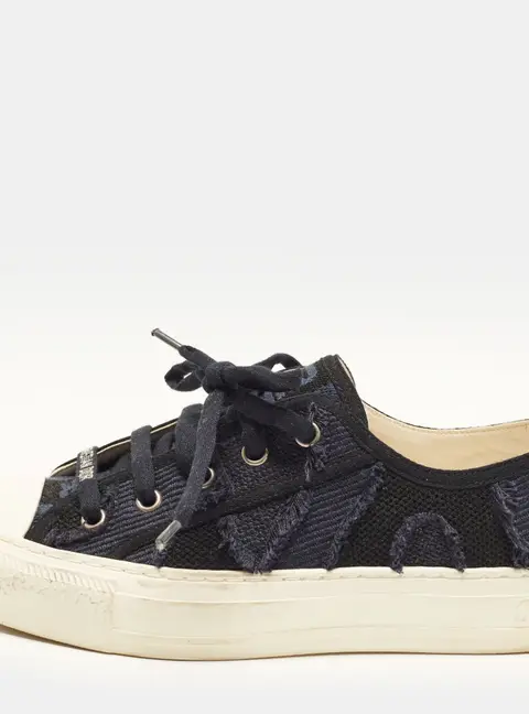 Dior Walk'n'Dior Size 36.5 Navy Blue Fabric and Rubber Lace Up Sneakers