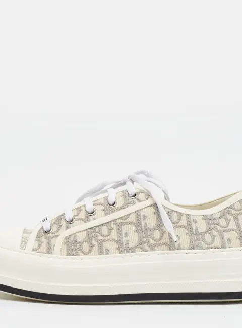 Dior Walk'n'Dior Size 39 Beige/Grey Oblique Jacquard Lace Up Sneakers