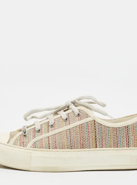 Dior Walk'n'Dior Size 37 Multicolor Canvas Lace Up Sneakers